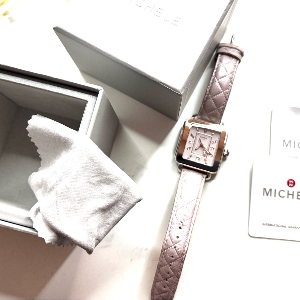 Michele Deco Watch , Pink with Rose Gold .